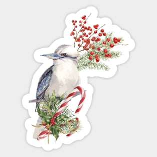 An Australian Christmas - Festive Kookaburra Illustration Sticker